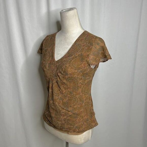 Charter Club Paisley Silk Blouse Pleated Multicolor Women's 8P Bohemian Retro - Picture 10 of 10